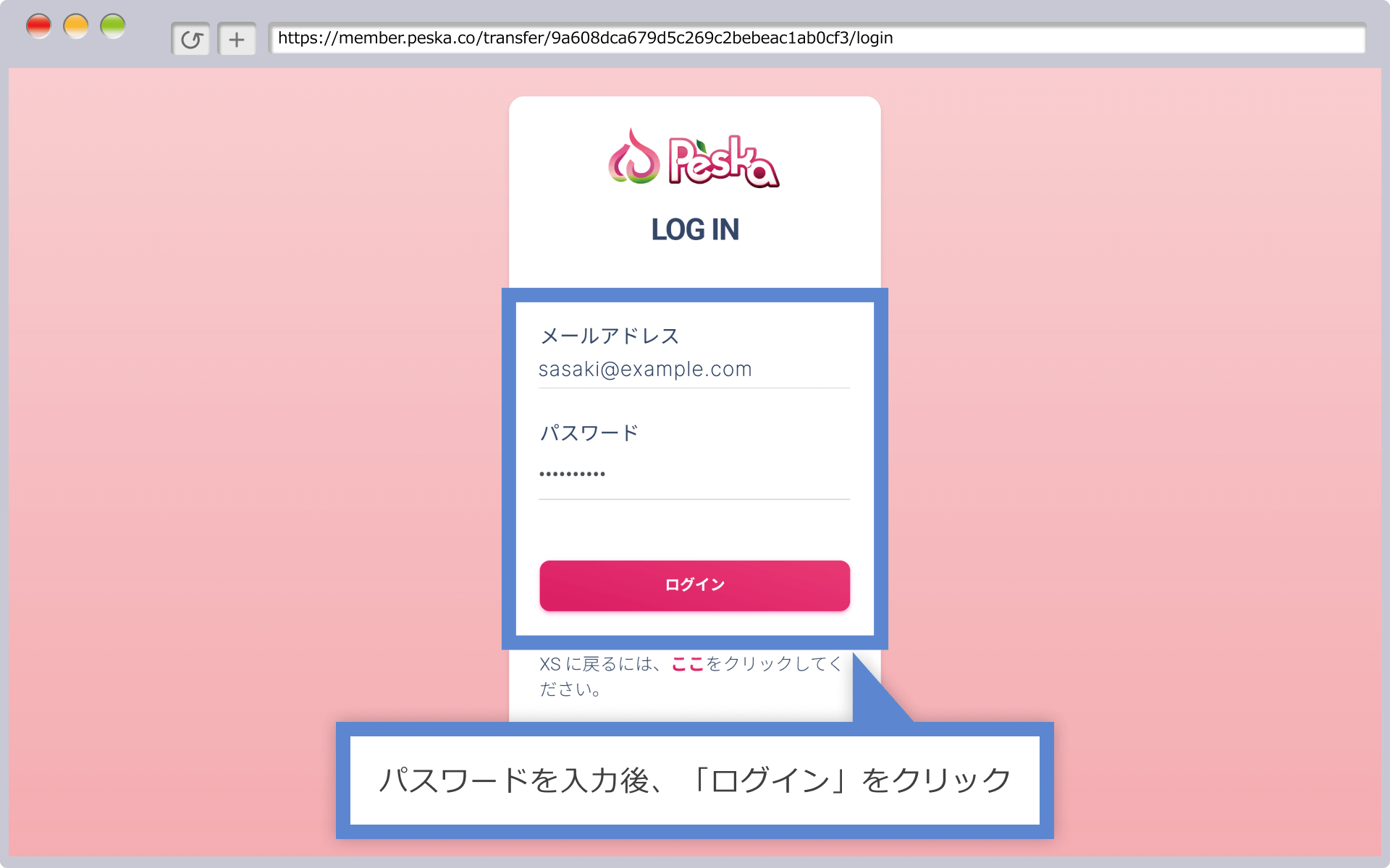 Peskaへログイン