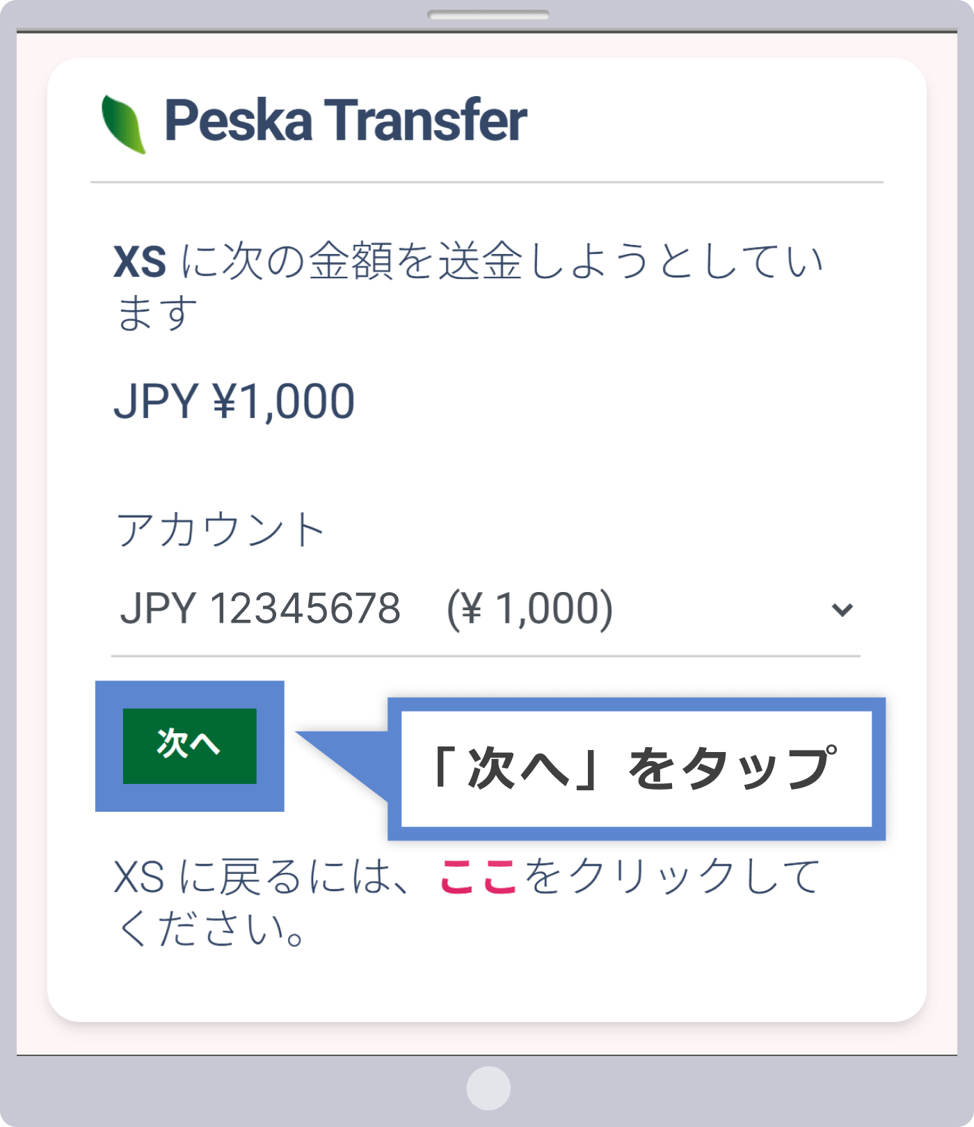 送金内容の確認
