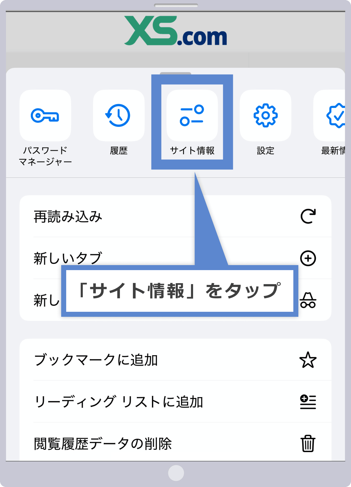 サイト情報の表示