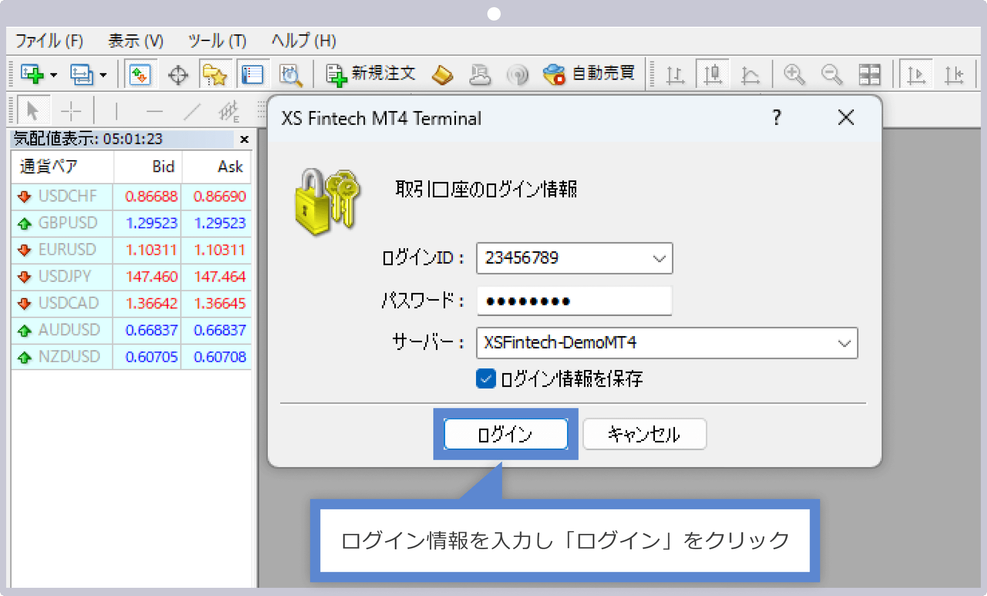 ログイン情報の入力