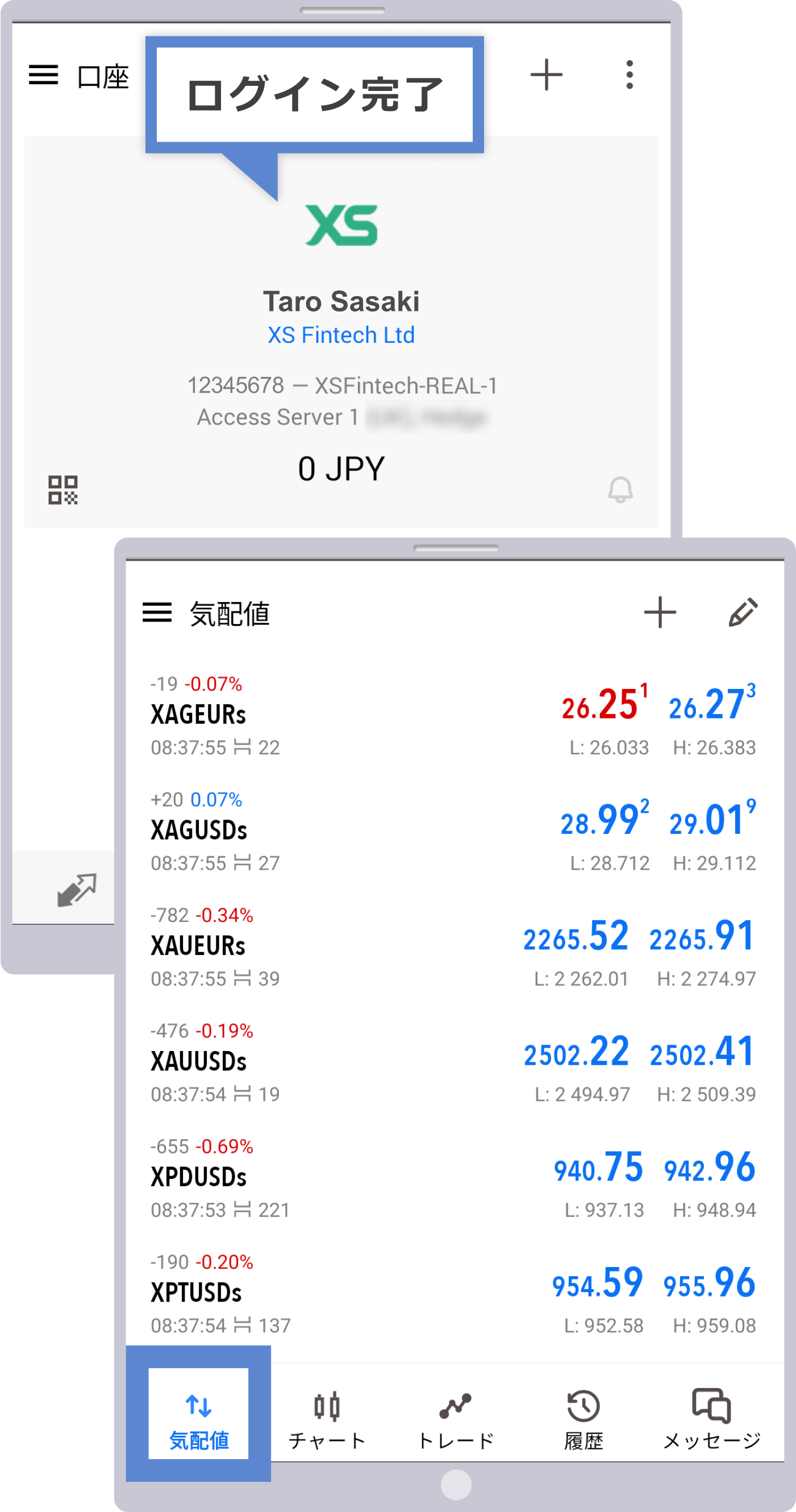 MT5へのログイン完了