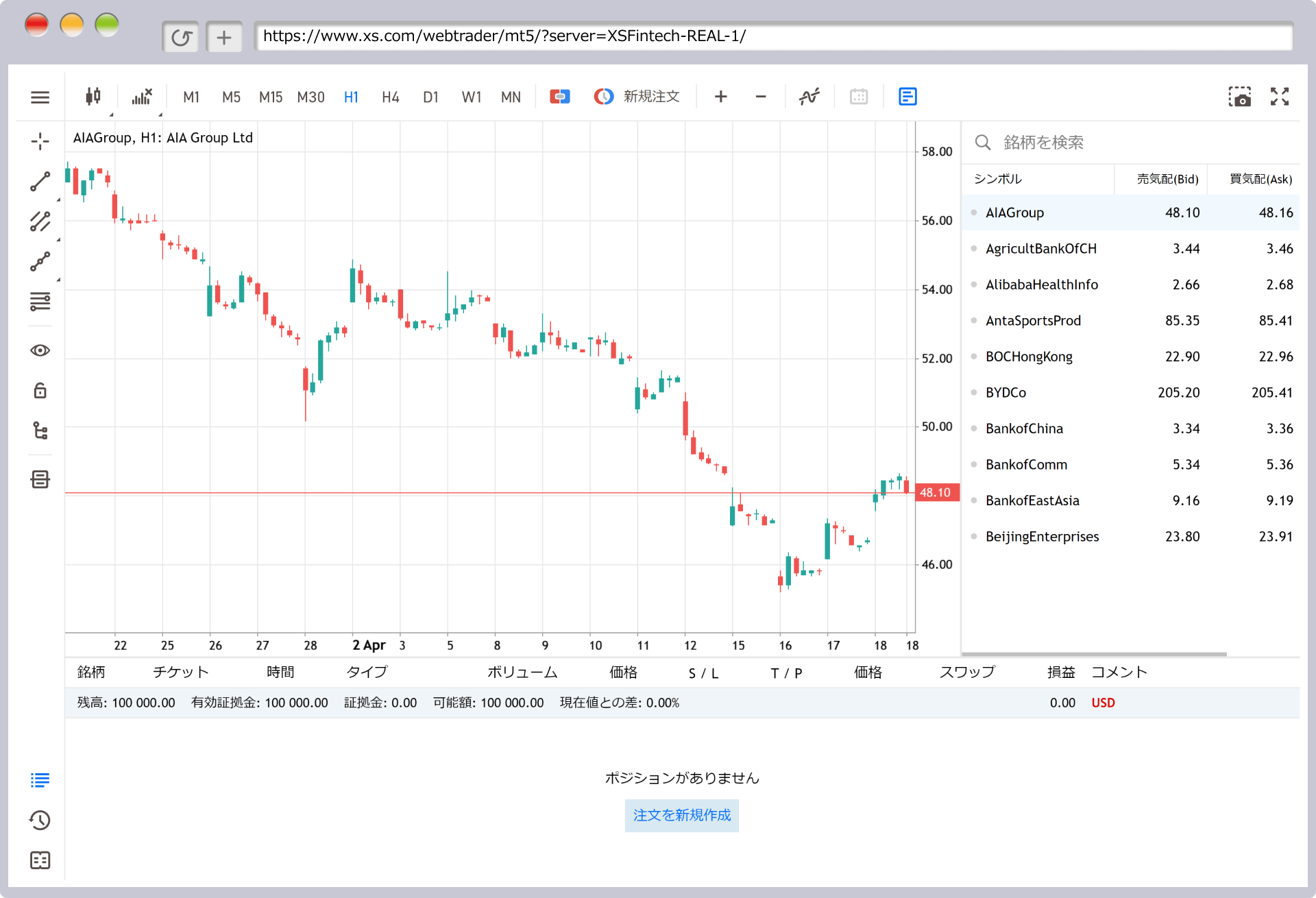 MT5へのログイン完了